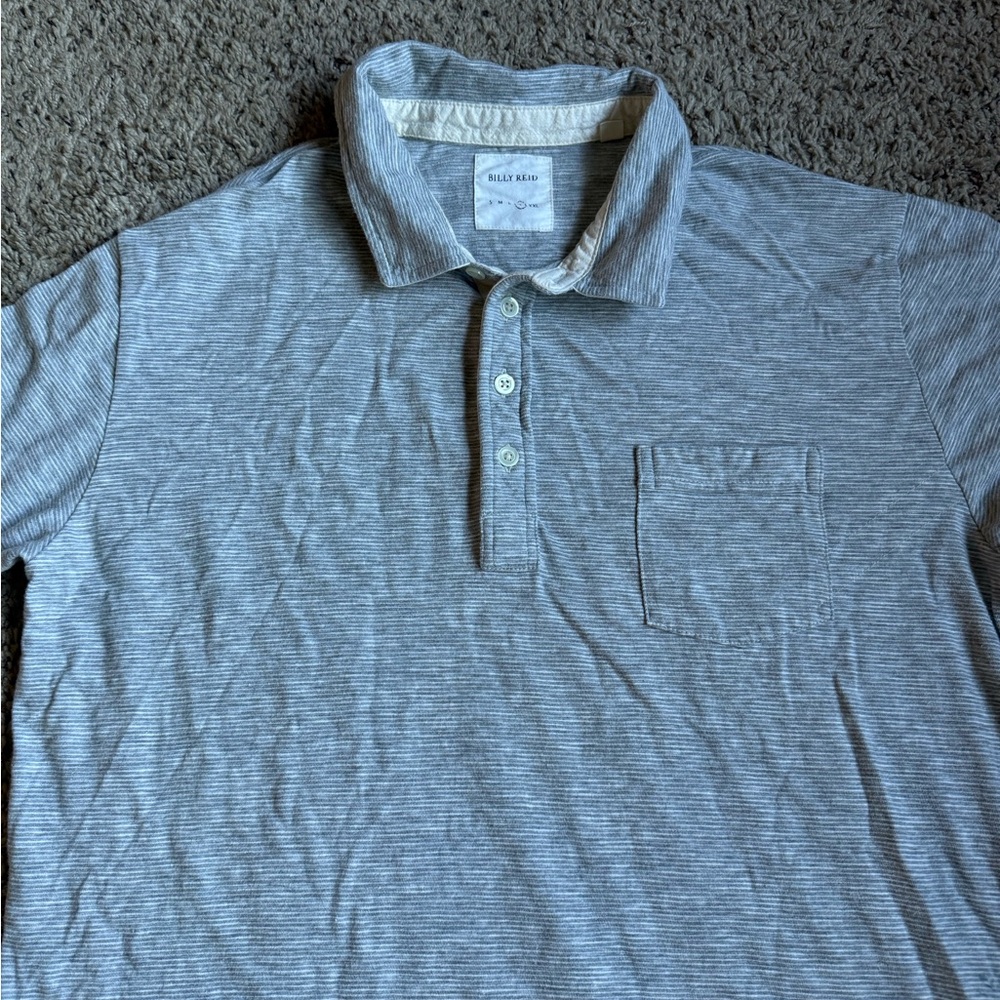 Billy Reid Men's Golf Polo Shirt XL Gray Short Sleeve Pocket Polo Shirt